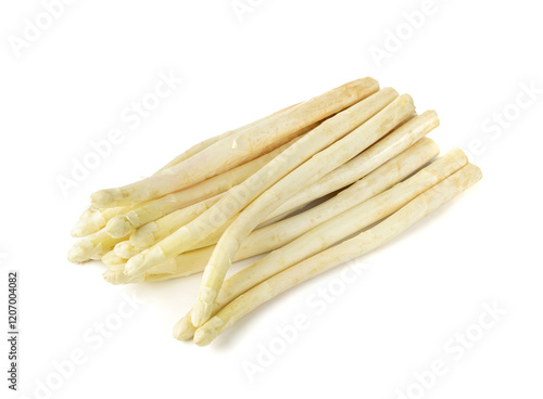 White Asparagus Isolated, Raw Garden Vegetables Bunch, Edible Sprouts of Asparagus Officinalis photo