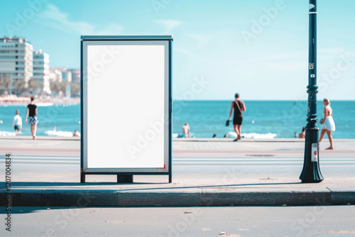 Outdoor ad sign png beachside mockup, transparent design photo