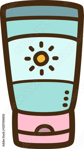Sunblock vector doodle illustration and graphic