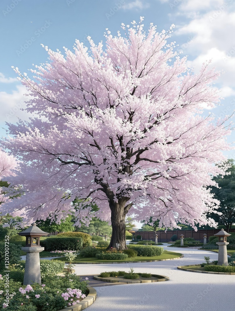 Breathtaking view of white plum tree in full bloom, sight, countryside Breathtaking view of white plum tree in full bloom, sight, countryside