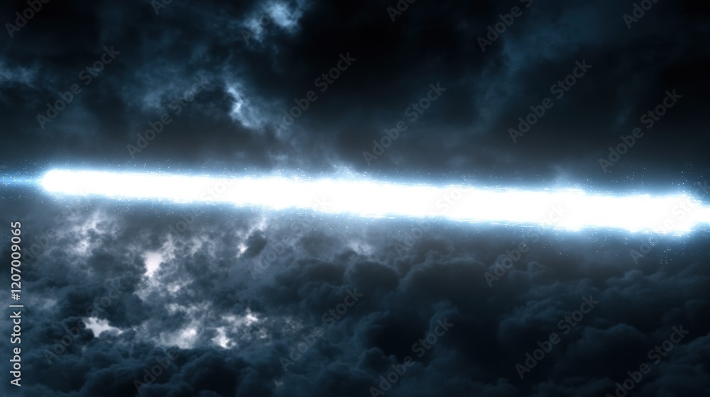 Fototapeta premium Bright beam of light through dark stormy clouds.