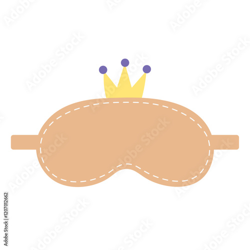 Cute sleep mask with crown. Eye mask. Night rest accessory. Vector flat illustration