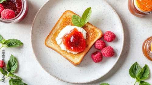 Wallpaper Mural Delicious Raspberry Jam Toast Kitchen Food Photography Bright Aesthetic Homemade Recipe Torontodigital.ca