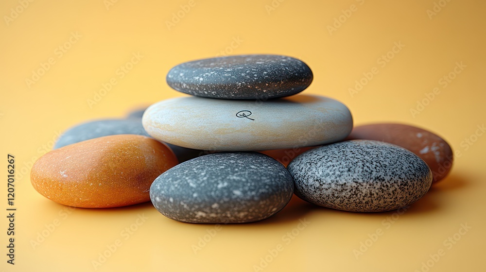 Smooth Stack of Stones on Warm Surface in Minimalist Balance Arrangement Smooth Stack of Stones on Warm Surface in Minimalist Balance Arrangement