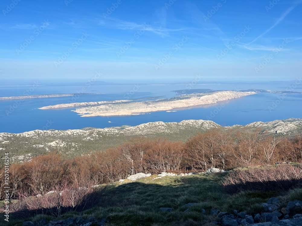 View of the Adriatic Sea and islands from the Premuzic Trail - Northern Velebit National Park, Croatia (Pogled na Jadransko more i otoke sa planinarskog puta Premužićeva staza - NP Sjeverni Velebit)