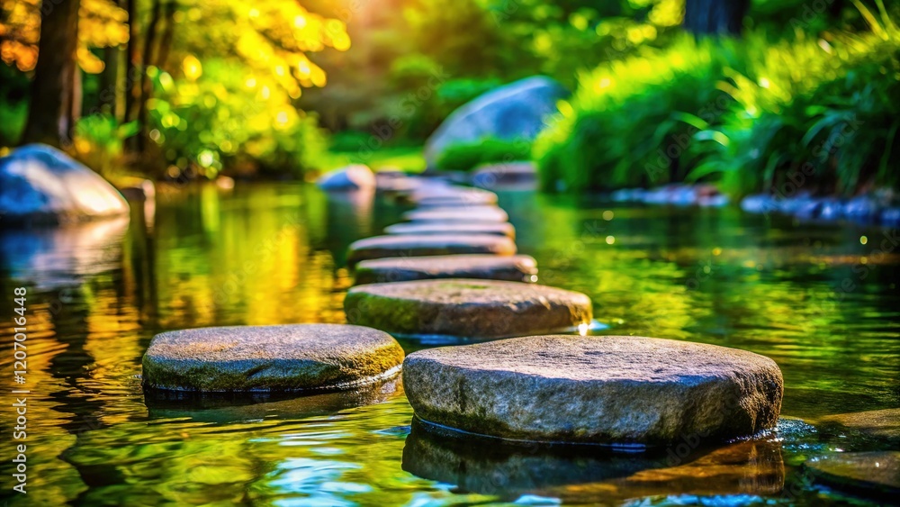 Macro Photography: Stepping Stones Path, Nature's Progression, Close-up Detail Macro Photography: Stepping Stones Path, Nature's Progression, Close-up Detail