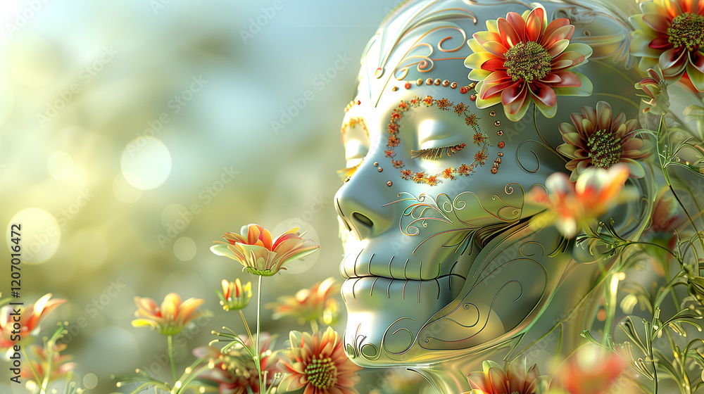 Fototapeta premium Sugar skull creative make up for halloween 