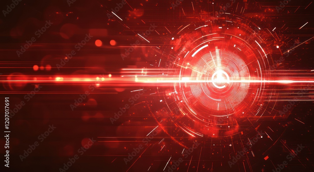 Obraz premium Abstract futuristic background with arrows and target, technology concept in red on dark background.