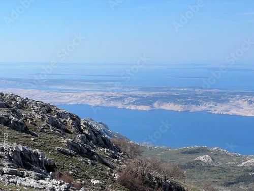 View of the Adriatic Sea and islands from the Premuzic Trail - Northern Velebit National Park, Croatia (Pogled na Jadransko more i otoke sa planinarskog puta Premužićeva staza - NP Sjeverni Velebit) photo