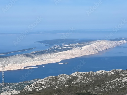 View of the Adriatic Sea and islands from the Premuzic Trail - Northern Velebit National Park, Croatia (Pogled na Jadransko more i otoke sa planinarskog puta Premužićeva staza - NP Sjeverni Velebit) photo