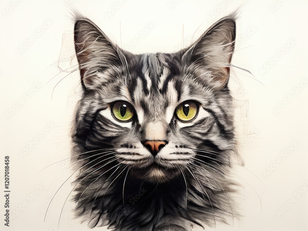 the AI Image Generator, Artistic Portrait of a Maine Coon Cat With Vibrant Colors the AI Image Generator, Artistic Portrait of a Maine Coon Cat With Vibrant Colors