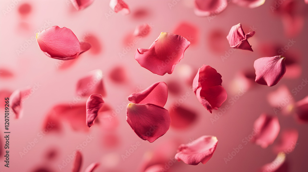 Beautiful scattered rose petals create a romantic ambiance, perfect for weddings and celebrations, evoking love and elegance.