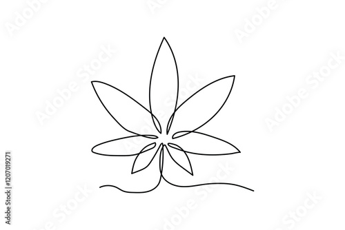 continuous line logo of marijuana leaf