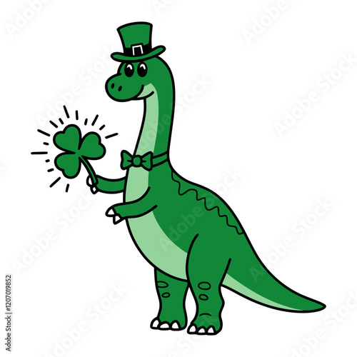 St. Patrick's Day Dinosaur with Shamrock