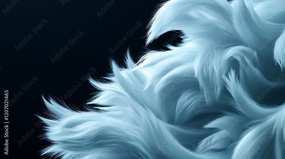Fototapeta premium Abstract swirling blue fibers, dark background, design element