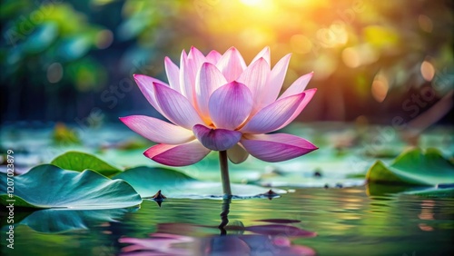 Wallpaper Mural Close-up of a single lotus flower blooming in the water, botanical, water lily, water garden, nature, flower details Torontodigital.ca