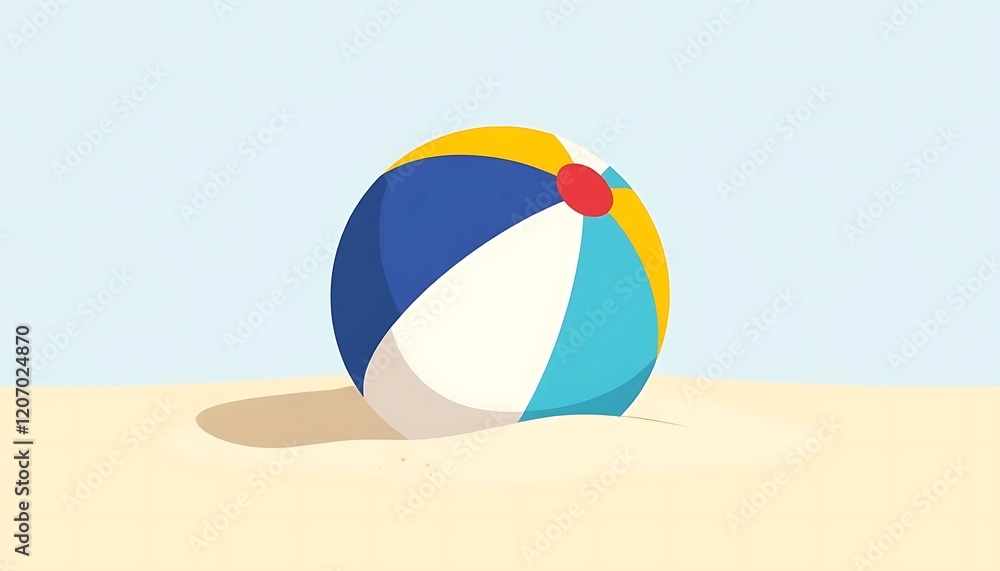 Beach Ball on Sandy Beach Summer Fun Illustration Beach Ball on Sandy Beach Summer Fun Illustration