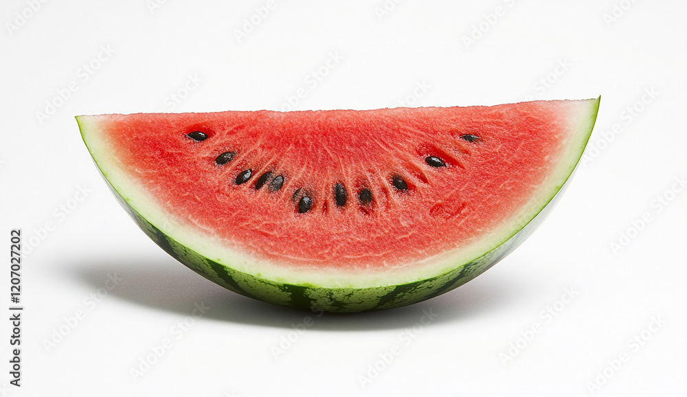 A slice of watermelon on a white background A slice of watermelon on a white background