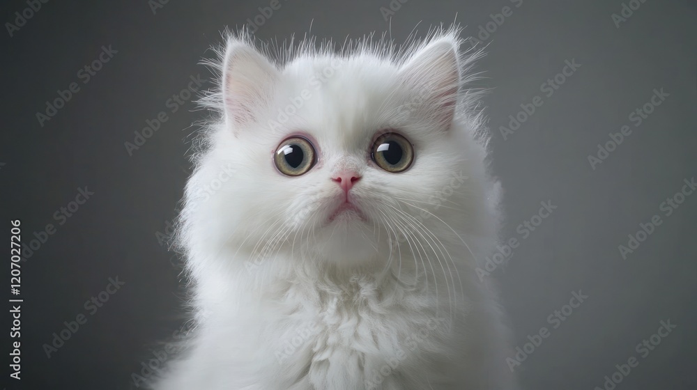 Fototapeta premium White Kitten with Big Eyes