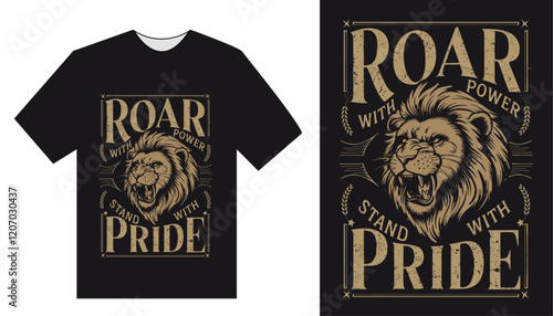 Roaring Lion T-Shirt Design Representing Power, Strength, Pride, Leadership, Boldness, and Fearless Spirit