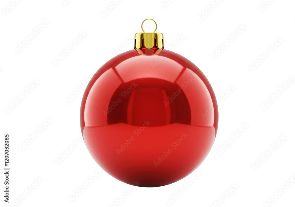 Glossy red Christmas ball with golden cap, isolated on white background Glossy red Christmas ball with golden cap, isolated on white background