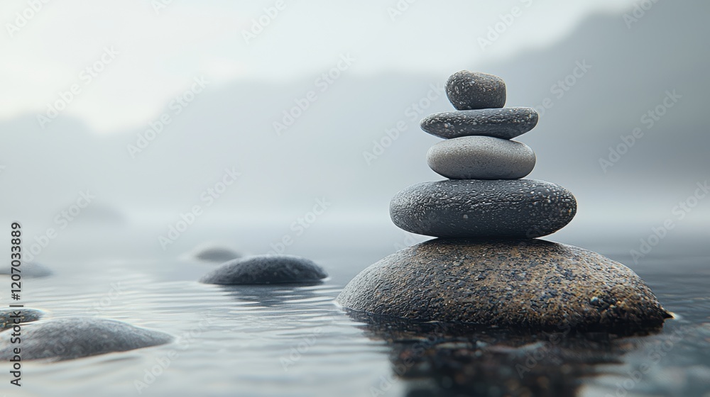 serene Balanced Stone Stack (Cairn) A close up of a carefully balanced stone stack in shallow water, with the smooth stones and still water conveying a sense of tranquility and mindfulness. serene Balanced Stone Stack (Cairn) A close up of a carefully balanced stone stack in shallow water, with the smooth stones and still water conveying a sense of tranquility and mindfulness.