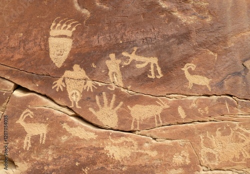 Cuadro en lienzo the ancient owl panel petroplyphs of the native american fremont culture in nine