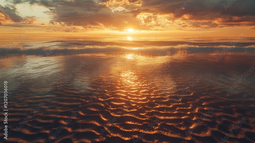 Golden Hour at Sea with Rolling Waves and a Radiant Sunset over the Ocean Golden Hour at Sea with Rolling Waves and a Radiant Sunset over the Ocean
