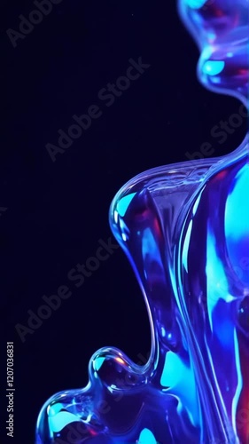 A vivid abstract blue liquid swirls on a black background, creating a mesmerizing, fluid motion. Ideal for creative projects and modern aesthetics.