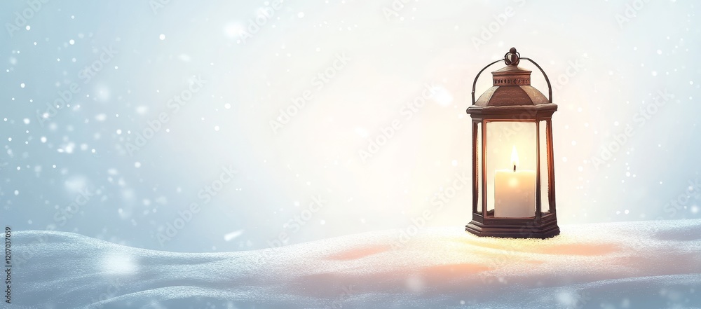 Illuminated lantern in snowy winter scene. Illuminated lantern in snowy winter scene.