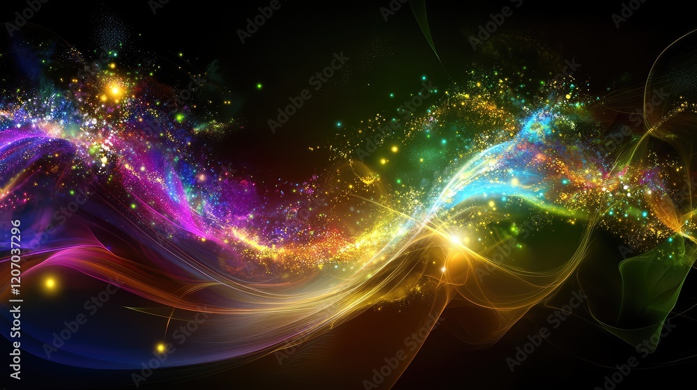 Obraz premium Advanced glowing digital interface with text prompts morphing into high-resolution visuals surrounded by dynamic holographic effects