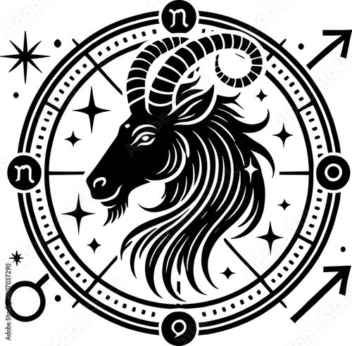 Sagittarius Zodiac Sign Vector Silhouette Design

