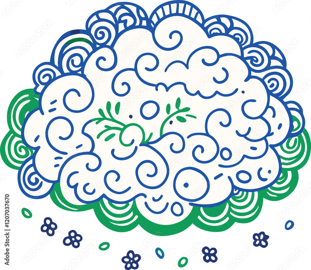 Fototapeta premium cloud brain brain vector art illustration