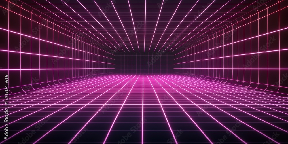 machine learning deep training concept. Futuristic neon grid with vibrant pink and purple tones creating a dynamic perspective illusion. machine learning deep training concept. Futuristic neon grid with vibrant pink and purple tones creating a dynamic perspective illusion.