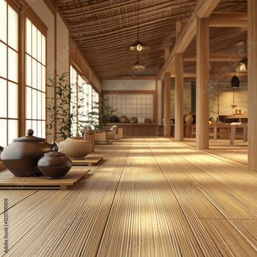 Tranquil Wooden Tea Room In...