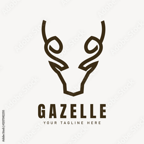 Deer mark logo design. deer hunter gazelle doe antelope horn elk icon symbol. Illustration of silhouette of antlers. animal mountain mascot brand business photo