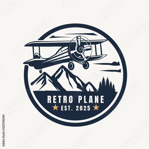 Vintage retro vector aviation logo airplane airline badge
