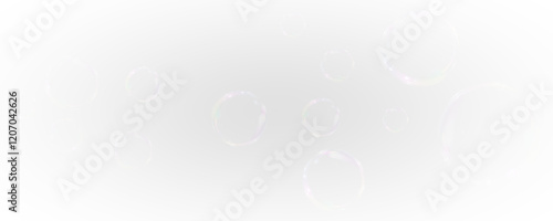 Floating Iridescent Soap Bubbles — Semitransparent Spheres on Transparent Background for Clean Photo-Style Designs and Isolated Elements
