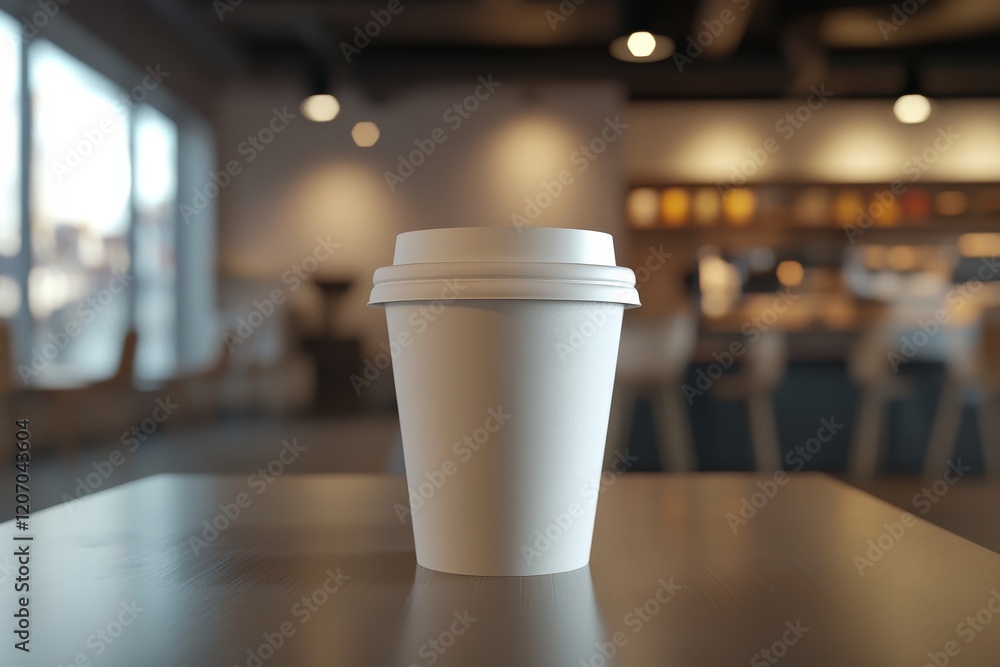 Blank white coffee cup on table in cafe. Blank white coffee cup on table in cafe.