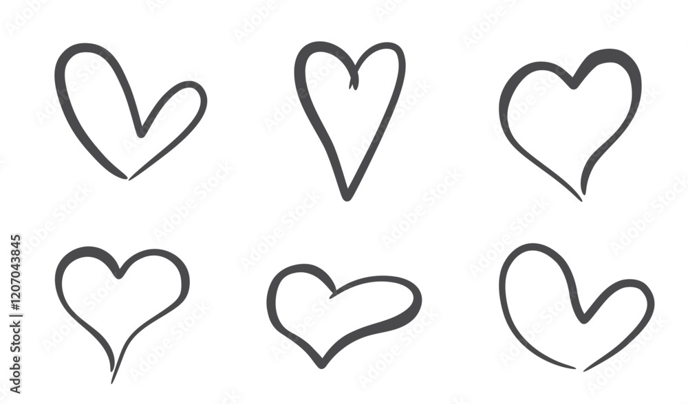 Hand drawn doodle heart set. Love, romantic and valentines design elements. Isolated vector images Hand drawn doodle heart set. Love, romantic and valentines design elements. Isolated vector images