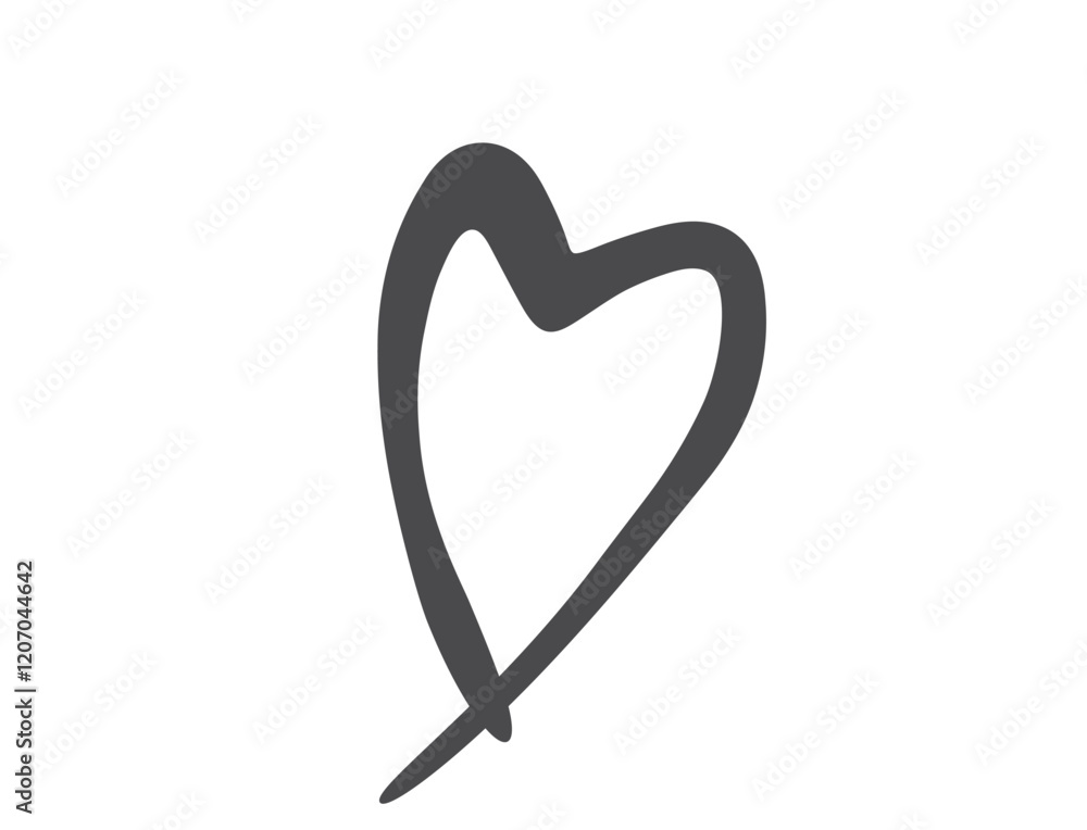 Brush stroke heart. Doodle love symbol. Isolated vector image for valentines day design Brush stroke heart. Doodle love symbol. Isolated vector image for valentines day design