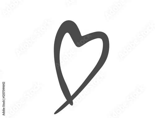 Brush stroke heart. Doodle love symbol. Isolated vector image for valentines day design