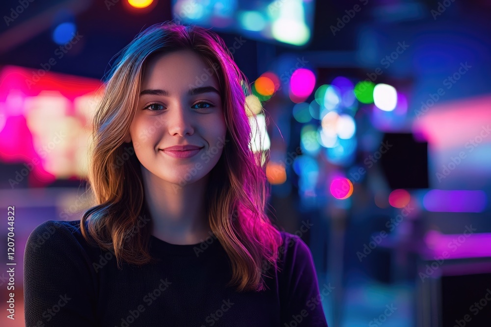 Confident Female News Anchor in a Professional Studio Setting Confident Female News Anchor in a Professional Studio Setting