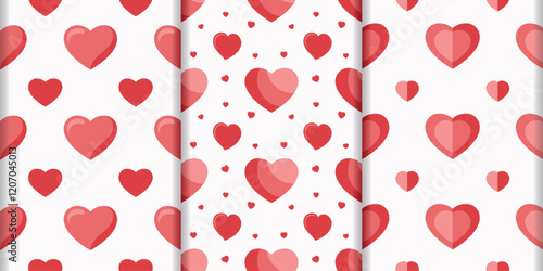 Valentines seamless patterns. Creativity red hearts. Romantic and love backgrounds. Valentine's day design
