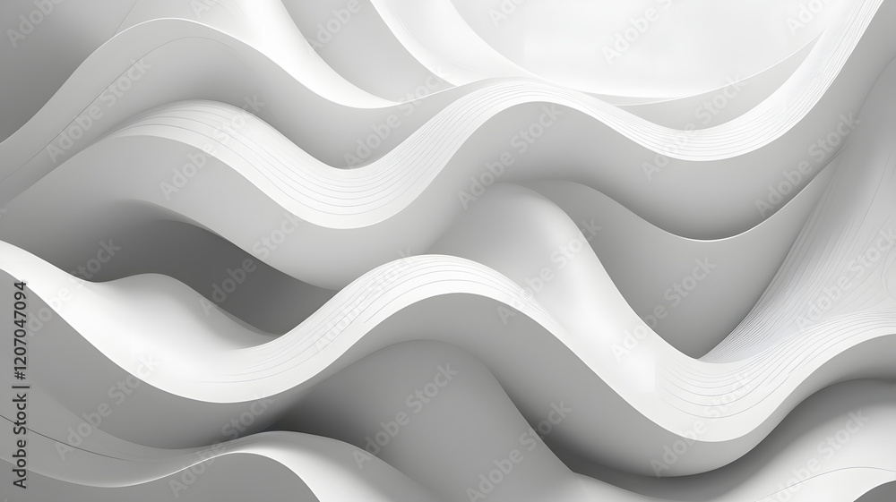 Fototapeta premium Abstract Wave Background - Minimal White Geometric Wallpaper