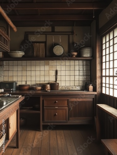 Rustic Japanese Kitchen Wit...