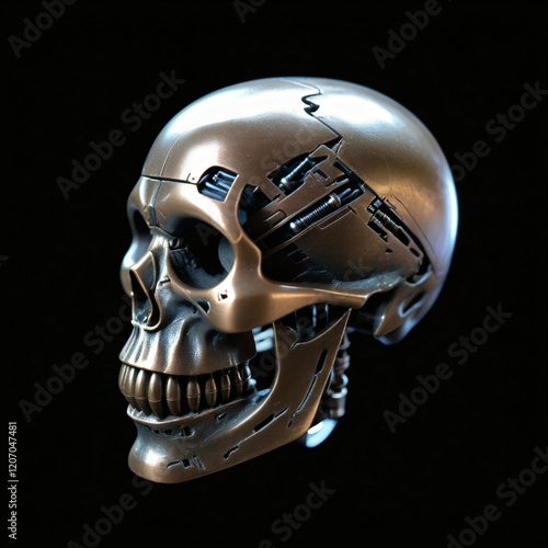 Cyborg head skull. Isolated...