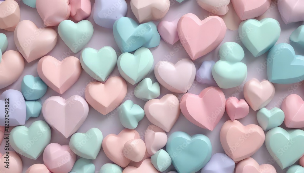 Abstract geometric hearts pattern in pastel tones, calming, soft Abstract geometric hearts pattern in pastel tones, calming, soft