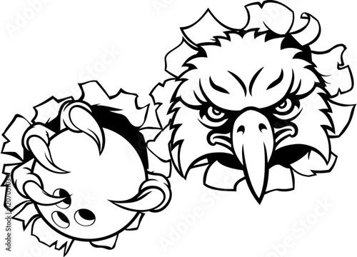 An eagle or hawk or falcon bowling bald eagles mascot