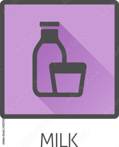 A milk dairy lactose bottle and glass food allergy icon concept. Possibly an icon for the allergen or allergy.
